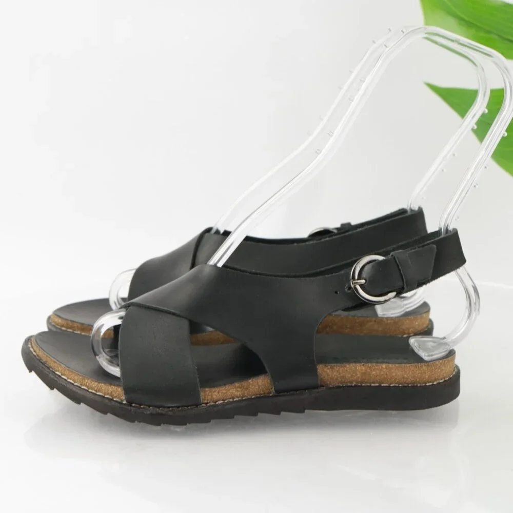 Matisse Womens Arielle Sandal Size 7 Black Leather Slingback Gladiator‎ Lug Sole